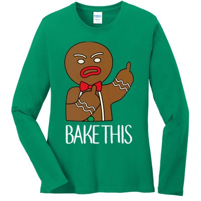 Bake This Gingerbread X-Mas Ladies Long Sleeve Shirt