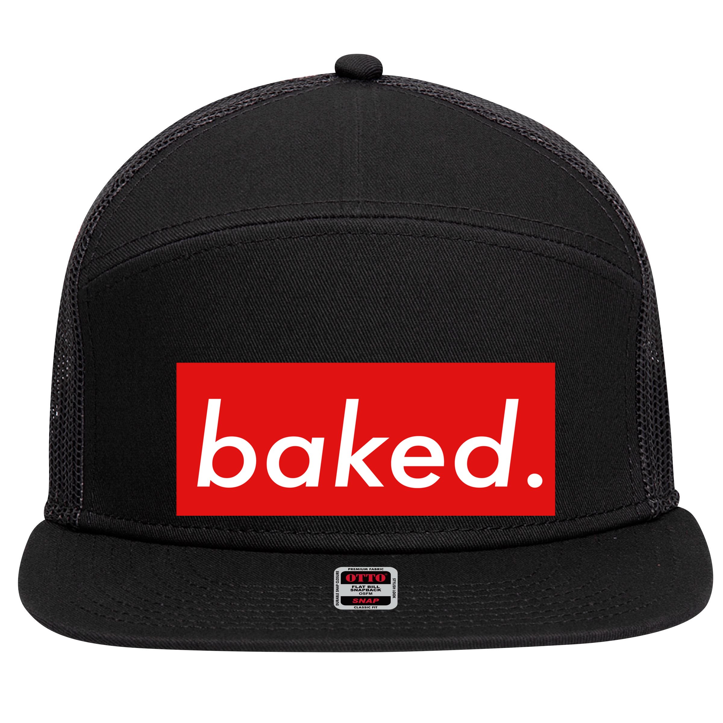 BAKED Designer Style 7 Panel Mesh Trucker Snapback Hat