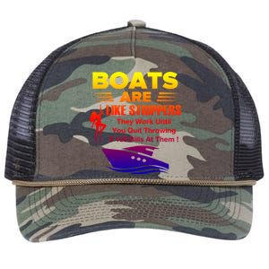 Boats Are Like Strippers They Work Gift Retro Rope Trucker Hat Cap