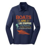 Boats Are Like Strippers They Work Until You Quit Throwing Silk Touch Performance Long Sleeve Polo