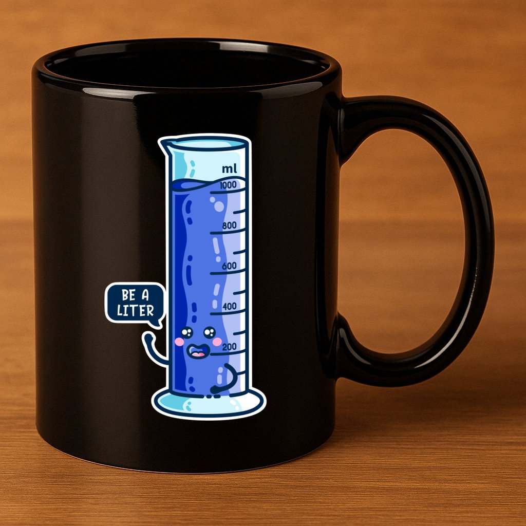 Be A Liter Graduated Cylinder 11oz C Handle Ceramic Mug