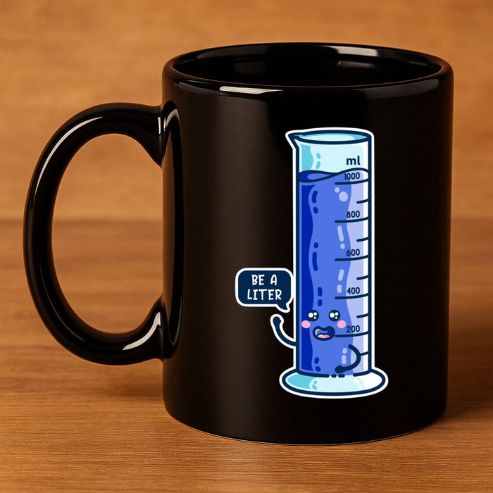 Be A Liter Graduated Cylinder 11oz C Handle Ceramic Mug