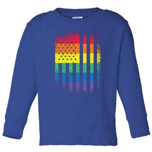 Beautiful American Lgbt Pride Usa Rainbow Flag Art Gift Toddler Long Sleeve Shirt