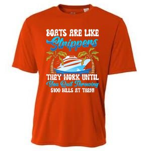 Boats Are Like Strippers Yacht Captain Cool Gift Cooling Performance Crew T-Shirt