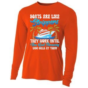 Boats Are Like Strippers Yacht Captain Cool Gift Cooling Performance Long Sleeve Crew