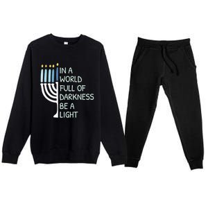 Be A Light Happy Hanukkah Premium Crewneck Sweatsuit Set