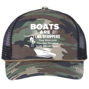 Boats Are Like Strippers They Work Until You Quit Throwing Retro Rope Trucker Hat Cap