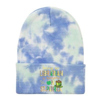 Being A Librarian Is Awesome School St Patrick Book Lover Gift Tie Dye 12in Knit Beanie