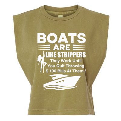 Boats Are Like Strippers They Work Until You Quit Throwing Garment-Dyed Women's Muscle Tee