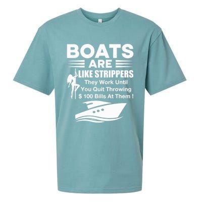 Boats Are Like Strippers They Work Until You Quit Throwing Sueded Cloud Jersey T-Shirt