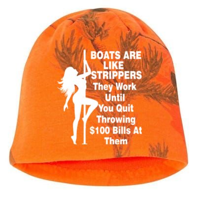 Boats Are Like Strippers They Work Until You Quit Throwing Kati - Camo Knit Beanie