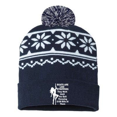 Boats Are Like Strippers They Work Until You Quit Throwing USA-Made Snowflake Beanie