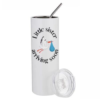 Birth Announcement Little Sister Arriving Soon Stainless Steel Tumbler