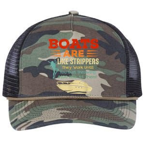 Boats Are Like Strippers They Work Until You Quit Throwing Retro Rope Trucker Hat Cap