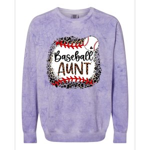 Baseball Aunt Leopard Baseball Aunt Colorblast Crewneck Sweatshirt