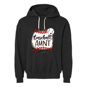 Baseball Aunt Leopard Baseball Aunt Garment-Dyed Fleece Hoodie