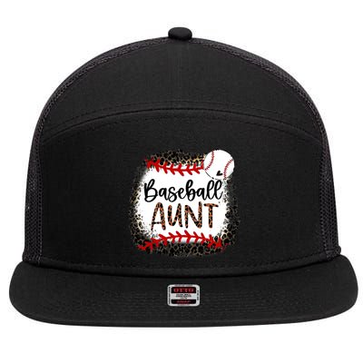 Baseball Aunt Leopard Baseball Aunt 7 Panel Mesh Trucker Snapback Hat