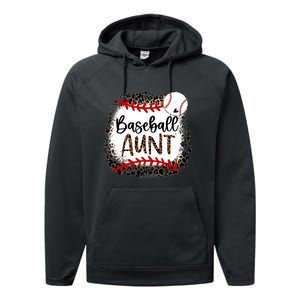 Baseball Aunt Leopard Baseball Aunt Performance Fleece Hoodie