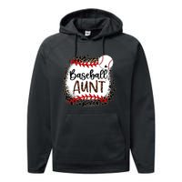 Baseball Aunt Leopard Baseball Aunt Performance Fleece Hoodie