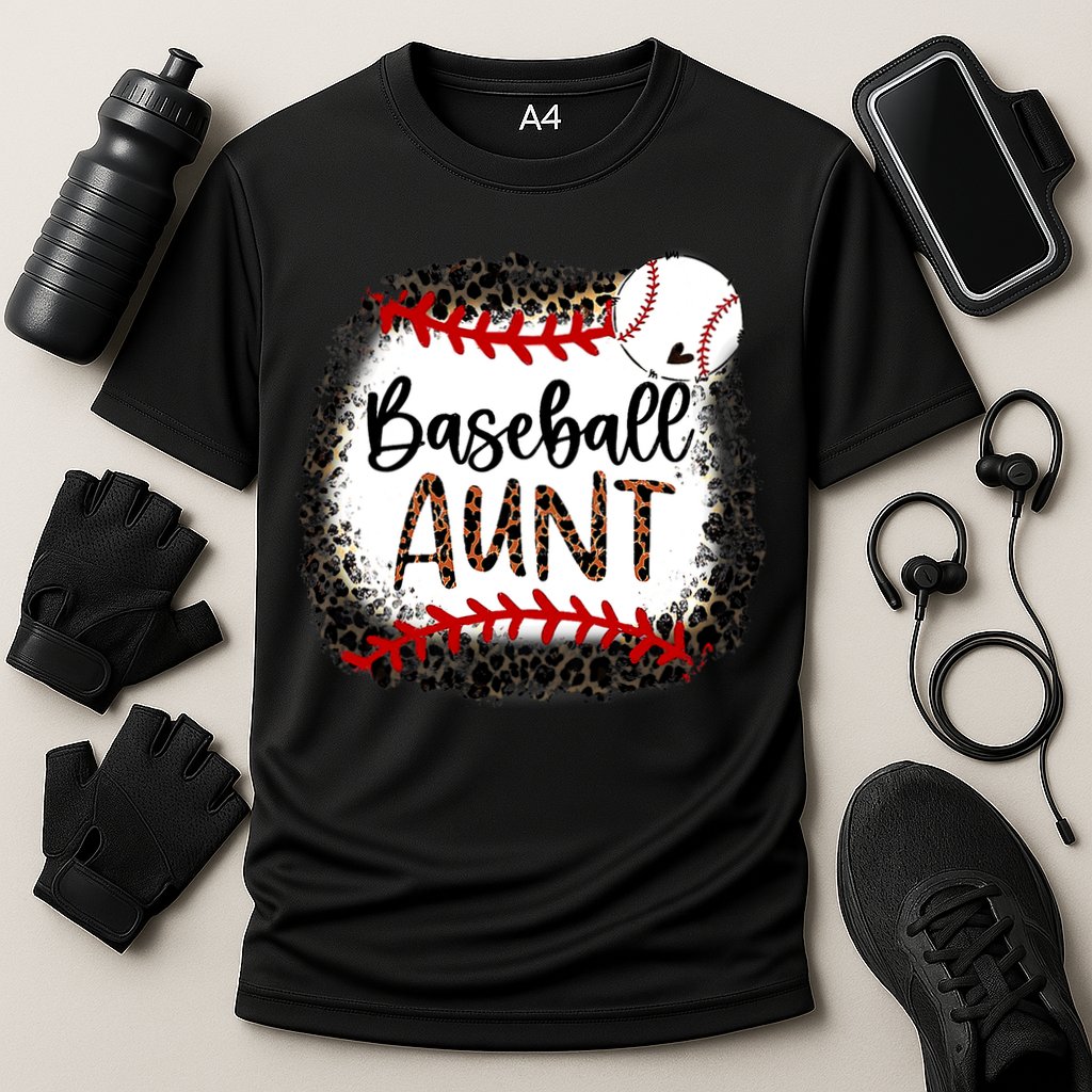 Baseball Aunt Leopard Baseball Aunt Cooling Performance Crew T-Shirt