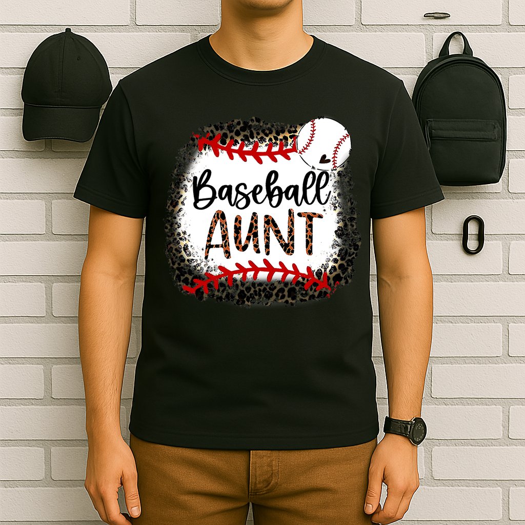 Baseball Aunt Leopard Baseball Aunt T-Shirt
