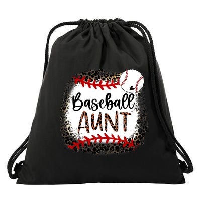 Baseball Aunt Leopard Baseball Aunt Drawstring Bag