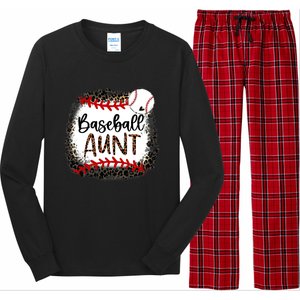 Baseball Aunt Leopard Baseball Aunt Long Sleeve Pajama Set