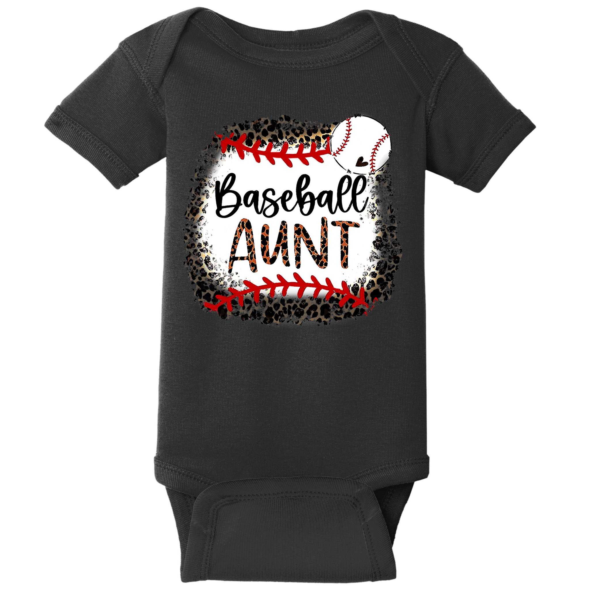 Baseball Aunt Leopard Baseball Aunt Baby Bodysuit