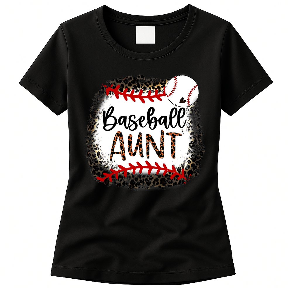 Baseball Aunt Leopard Baseball Aunt Womens T-Shirt