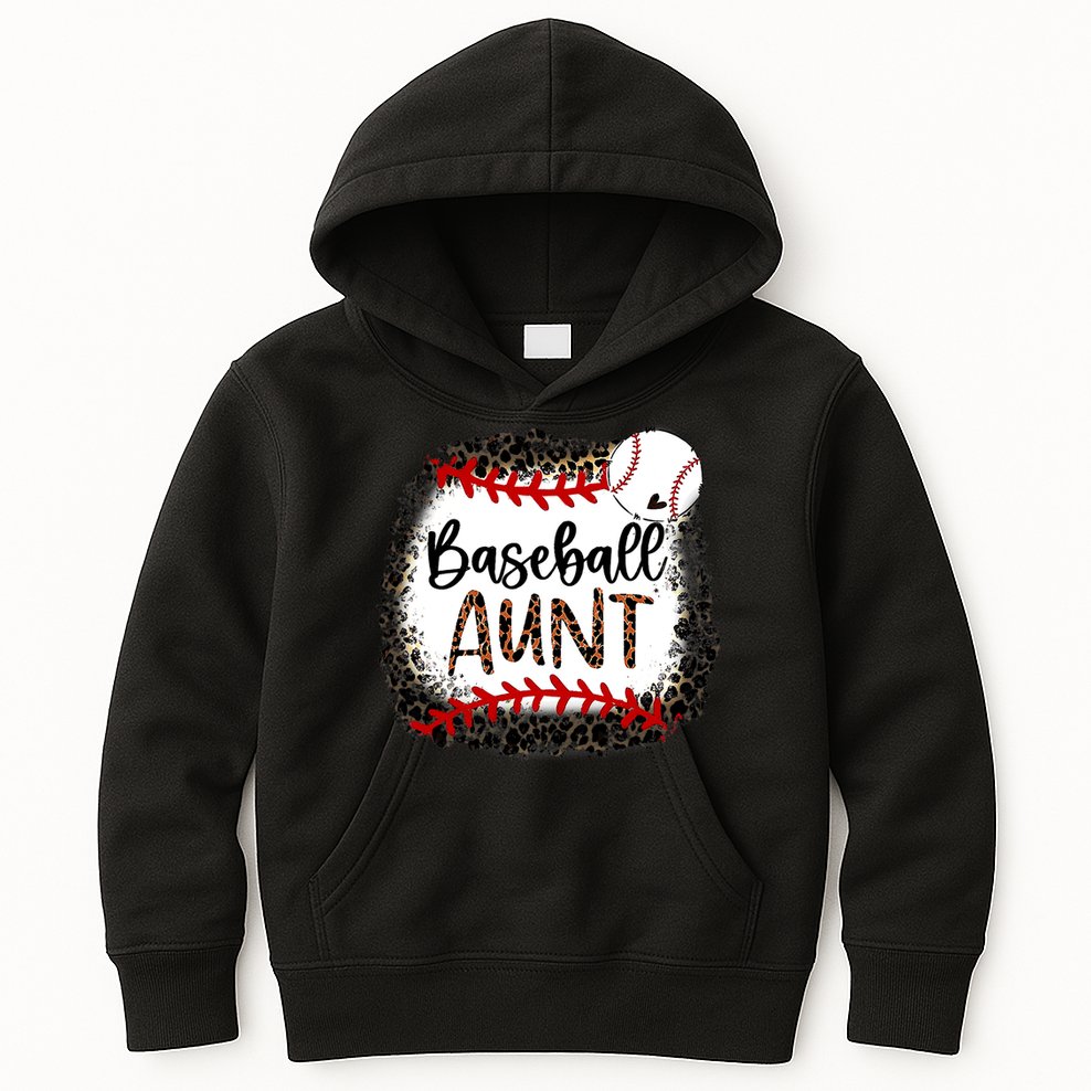 Baseball Aunt Leopard Baseball Aunt Kids Hoodie