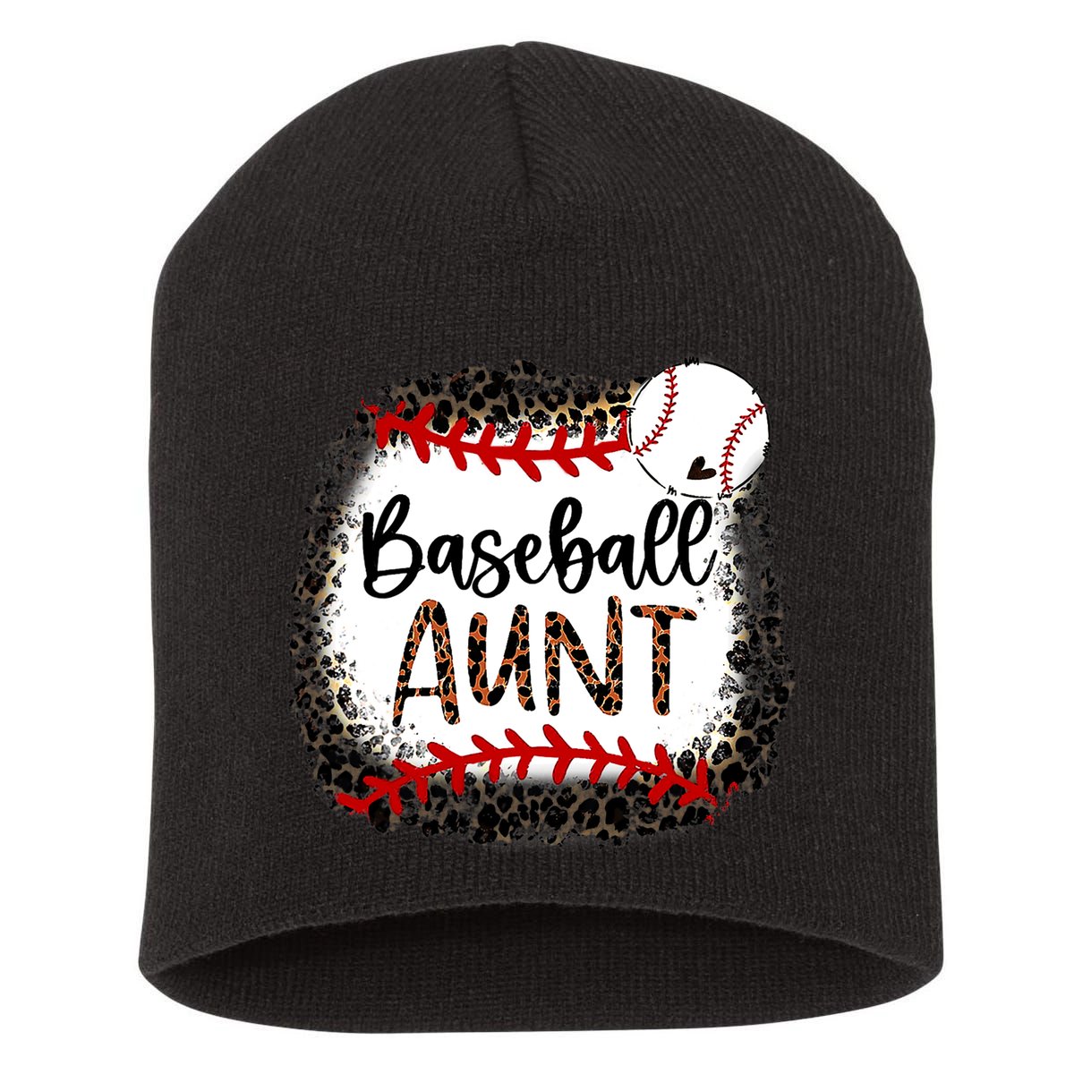 Baseball Aunt Leopard Baseball Aunt Short Acrylic Beanie