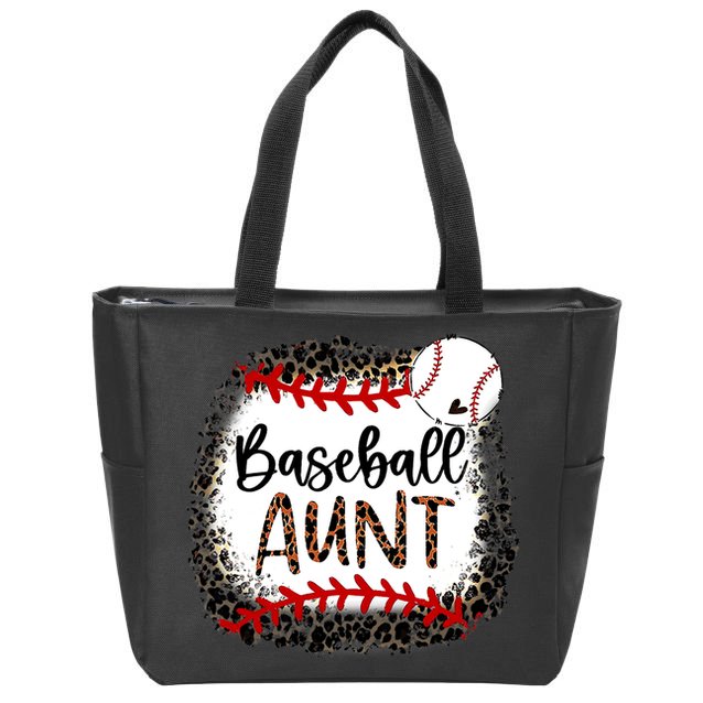 Baseball Aunt Leopard Baseball Aunt Zip Tote Bag