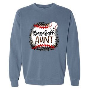 Baseball Aunt Leopard Baseball Aunt Garment-Dyed Sweatshirt