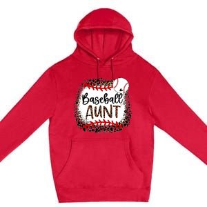 Baseball Aunt Leopard Baseball Aunt Premium Pullover Hoodie