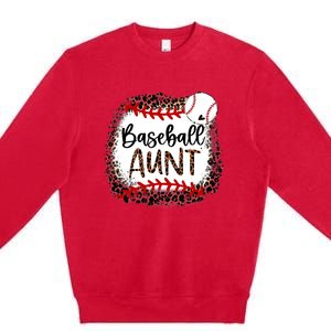 Baseball Aunt Leopard Baseball Aunt Premium Crewneck Sweatshirt