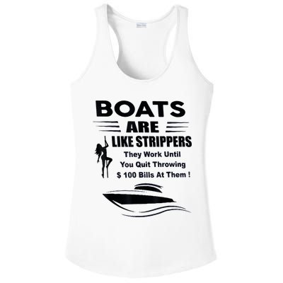 Boats Are Like Strippers They Work Until You Quit Throwing Ladies PosiCharge Competitor Racerback Tank
