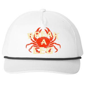 Break A Leg Crabber Crab Lover Crabbing Seafood Crustacean Snapback Five-Panel Rope Hat