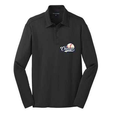 Baseball American Lover Chicago Silk Touch Performance Long Sleeve Polo