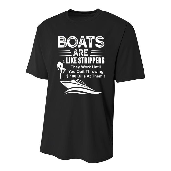 Boats Are Like Strippers They Work Until You Quit Throwing Youth Performance Sprint T-Shirt