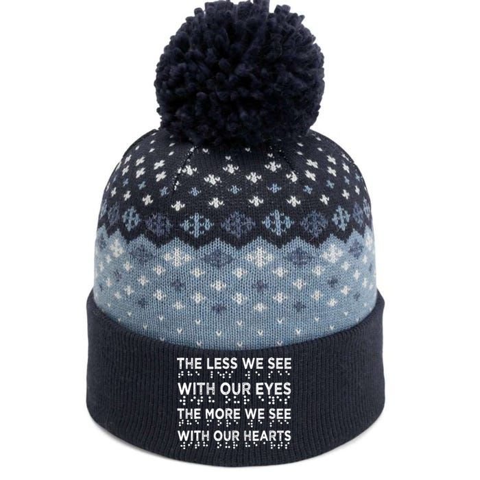 Braille Awareness Less Eyes More Heart Impaired Dots Braille The Baniff Cuffed Pom Beanie