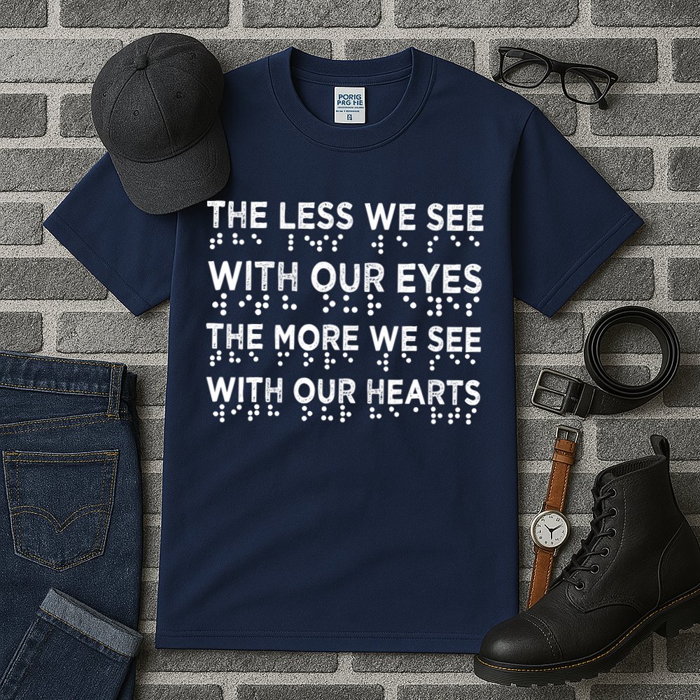 Braille Awareness Less Eyes More Heart Impaired Dots Braille Tall T-Shirt