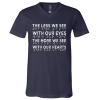 Braille Awareness Less Eyes More Heart Impaired Dots Braille V-Neck T-Shirt