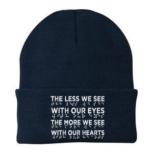 Braille Awareness Less Eyes More Heart Impaired Dots Braille Knit Cap Winter Beanie