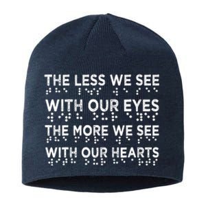 Braille Awareness Less Eyes More Heart Impaired Dots Braille Sustainable Beanie