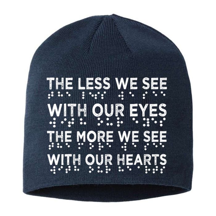 Braille Awareness Less Eyes More Heart Impaired Dots Braille Sustainable Beanie