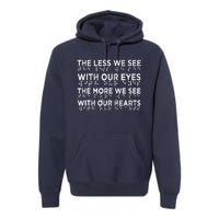 Braille Awareness Less Eyes More Heart Impaired Dots Braille Premium Hoodie