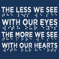 Braille Awareness Less Eyes More Heart Impaired Dots Braille Womens T-Shirt