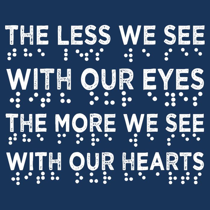 Braille Awareness Less Eyes More Heart Impaired Dots Braille Womens T-Shirt