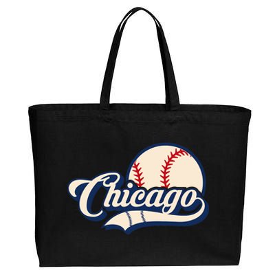 Baseball American Lover Chicago Baseball Cotton Canvas Jumbo Tote