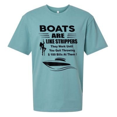 Boats Are Like Strippers They Work Until You Quit Sueded Cloud Jersey T-Shirt